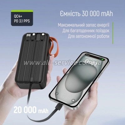 ������� ������������� ColorWay 30000mAh PowerHub PD 22.5W Black (CW-PB300LP07BK)