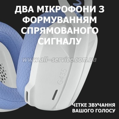  Logitech G435 Lightspeed Wireless Gaming Headset White (981-001074)