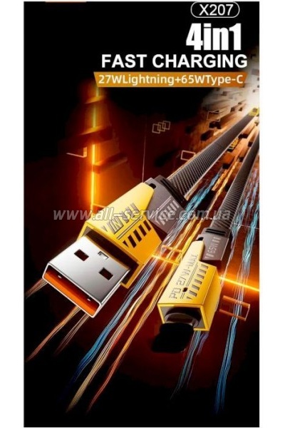 ���� ������ USB-C + USB-A to Lightning+USB-C 1.0m 65W X207 black WUW (6972573336524)