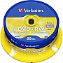  Verbatim DVD+RW 4.7 GB/120 min 4x Cake Box 25 (43489)