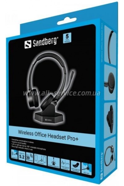 �������� Sandberg Wireless Office Headset Pro+ Bluetooth Black (126-18)