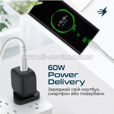 ���� ������ USB-C to USB-C 2.0m 3A xCord-CC200 white Promate (xcord-cc200.white)