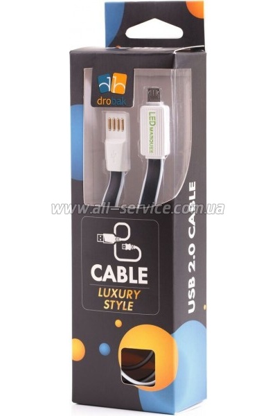 ���� ������ USB 2.0 AM to Micro 5P 1.0m 1.2A LED Black Drobak (218762)