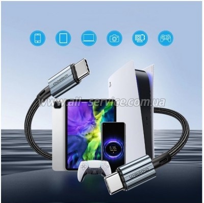 ���� ������ USB-C to USB-C 1.2m 60W braided black Choetech (XCC-1014)