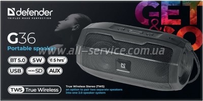  Defender G36 5 FM/microSD/USB Black (65036)