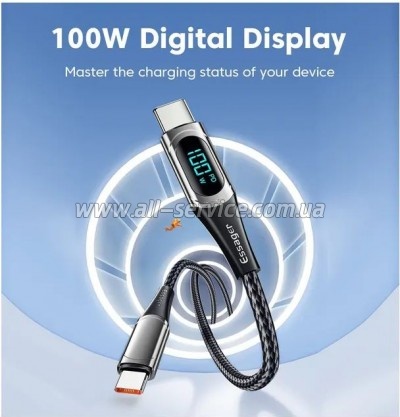���� ������ USB-C to USB-C 2.0m 100W Digital Display black Essager (ES-XCTT1-YDA01)
