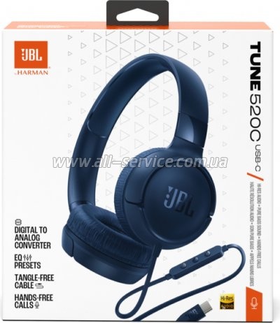  JBL Tune 520C USB-C Blue (JBLT520CBLU)