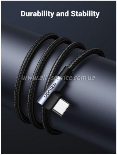 ���� ������ USB 2.0 AM to Type-C 1.0m US176 Both Angled 3A Black Ugreen (20856)