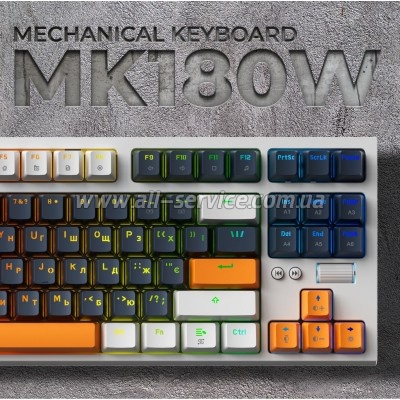  GamePro MK180W Hot-Swap Red Swich RGB USB UA White (MK180W)
