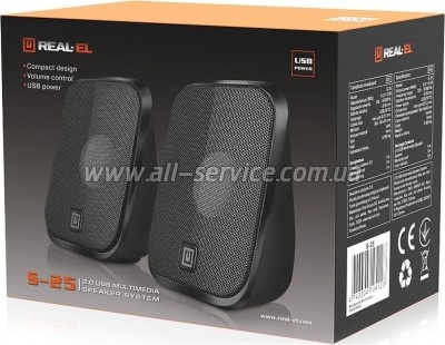������������ ������� REAL-EL S-25 USB Black (EL121100022)