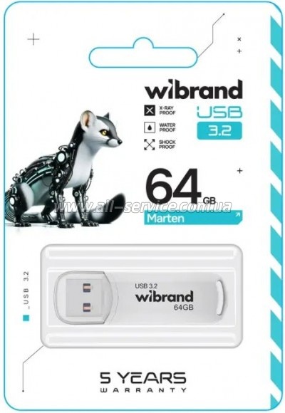  Wibrand 64GB Marten White USB 3.2 Gen 1 (USB 3.0) (WI3.2/MA64P10W)