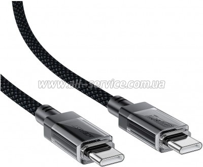 ���� ������ USB-C to USB-C 1.2m 60W stainless steel C12-03 Black Acefast (6974316283317)