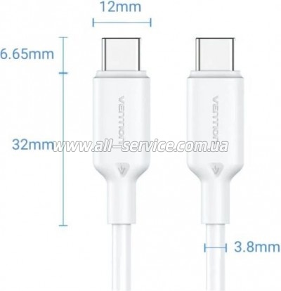 ���� ������ USB-C to USB-C 1.0m 60W white Vention (TRCWF)