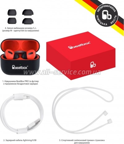 �������� BeatBox PODS PRO 1 Wireless Charging Black-Red (bbppro1wcbr)