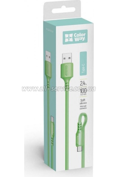 ���� ������ USB 2.0 AM to USB-C 1.0m soft silicone green ColorWay (CW-CBUC042-GR)