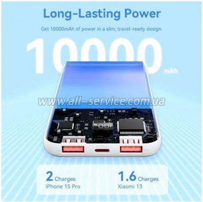   Vention 10000mAh 22.5W 3A PD, QC/3.0, LED Display, White (FHKW0)