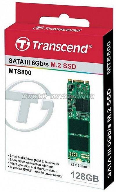 SSD ���������� Transcend MTS800S 128GB M.2 SATA MLC (TS128GMTS800S)