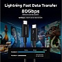 ���� ������ USB-C to USB-C 1.0m Thunderbolt 5 240W 5A 120Gbps 16/8/4K L703 black Ugreen (45996)