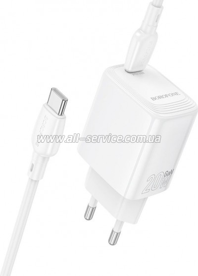 �������� ������� BOROFONE BN26 Fuente USB-C PD20W + cable USB-C to USB-C White (6941991120251)