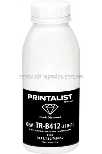 Тонер PRINTALIST OKI B412/ 432/ MB462 бутль 210г (TR-B412-210-PL) Тонер PRINTALIST OKI B412/ 432/ MB462 бутль 210г (TR-B412-210-PL)