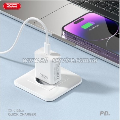 �������� ������� XO L126 20W USB-C PD White (L126_White)