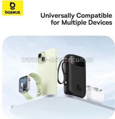   Baseus QPow2 20000mAh 30W, with 2*Type-C Cable, Black (P10055009113-00)