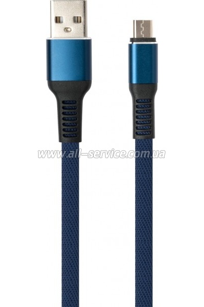 ���� ������ USB 2.0 AM to Micro 5P 1m flat nylon blue Vinga (VCPDCMFNB1B)