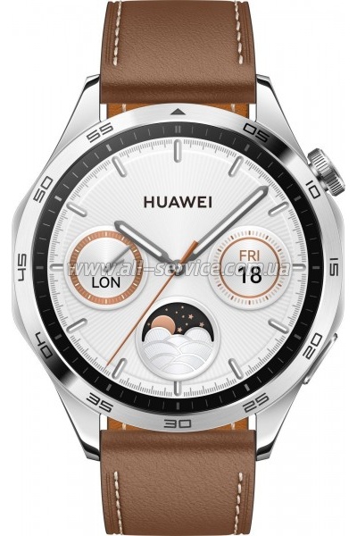 - Huawei WATCH GT 4 46mm Classic Brown Leather (55020BGW)