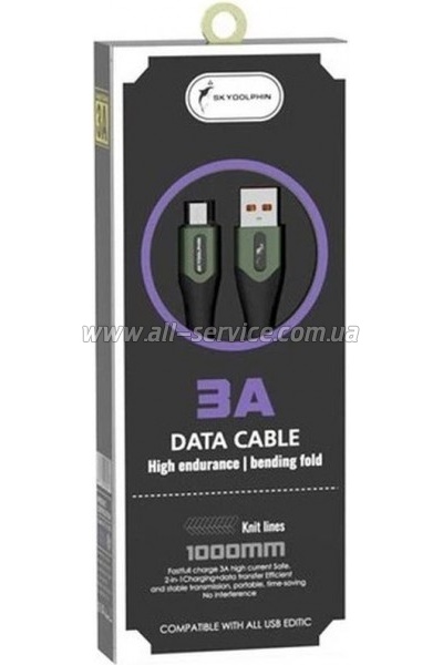 ���� ������ USB 2.0 AM to Micro 5P 1.0m 3A braided dark green SkyDolphin (USB-000584)