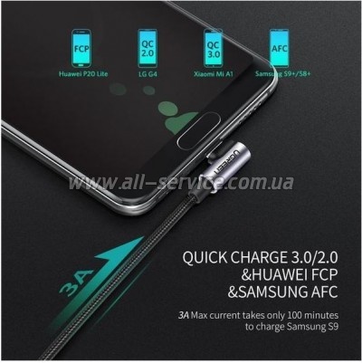 ���� ������ USB 2.0 AM to USB-C 1.0m US284 Angled Black Ugreen (50941)