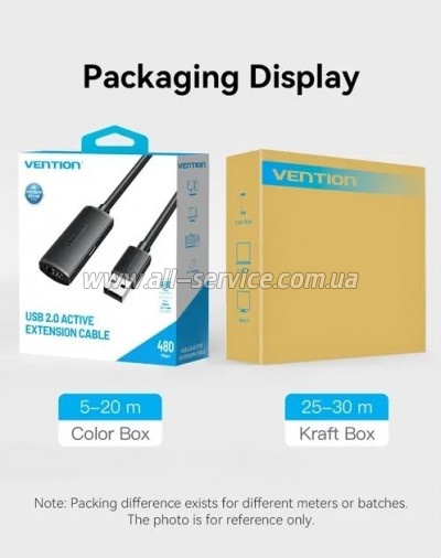 ���� ������ USB 2.0 AM/AF 30.0m Active black Vention (CBKBT)