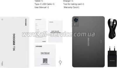  Doogee T36 12" 8/256Gb 4G (LTE) Urban Black (6923740246993)
