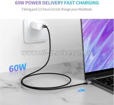 ���� ������ USB-C to USB-C 2.0m US261 18W Black Ugreen (50152)