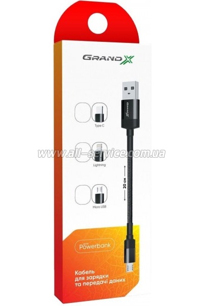 ���� ������ USB 2.0 AM to Micro 5P 0.2m Grand-X (FM-20M)