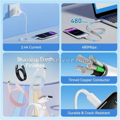 ���� ������ USB 2.0 AM to Lightning 1.0m 2.4A black Vention (LAMBF)