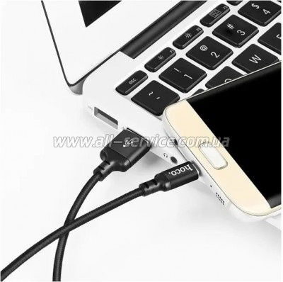 ���� ������ USB 2.0 AM to Micro 5P 2.0m 2A nylon X14 black HOCO (6957531062905)
