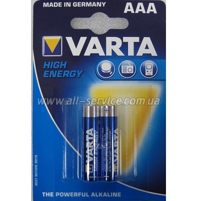  VARTA HIGH Energy AAA BLI 2 ALKALINE LR03 (04903121412)