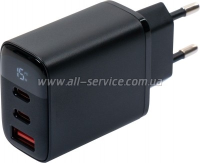 �������� ������� Vinga 2xUSB-C PD 30W + USB-A QC30W Display 30W Max (VCR30ACCDB)