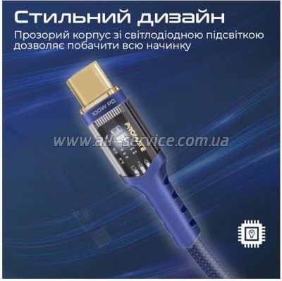 ���� ������ USB-C to USB-C 2.0m Promate (lucidline-cc200.navy)
