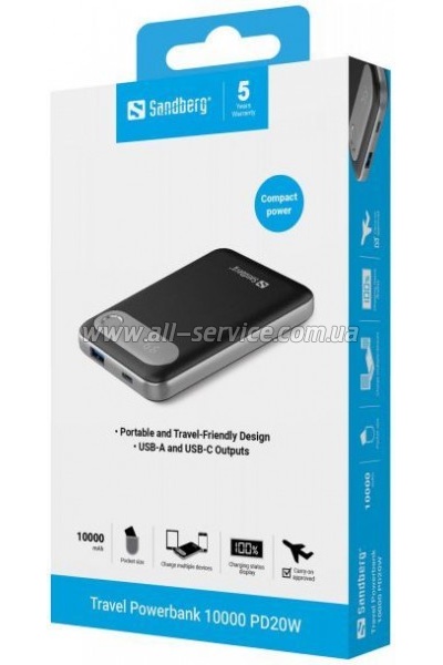   Sandberg 10000mAh Travel PD / 20W (421-16)