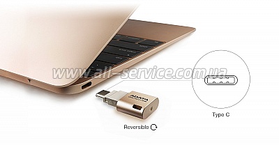  ADATA 64GB USB 3.1 Gen1 Type-A / Type-C UC350 Gold (AUC350-64G-CGD)