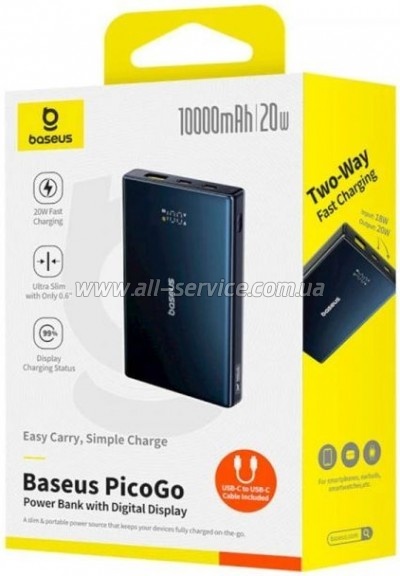 ������� ������������� Baseus 10000mAh PicoGo PD 20W Black (P10076801123-00)