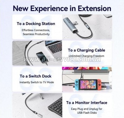 ���� ������ USB-C M/F 1.0m 100W 10Gbps 4K60Hz VENTION (TRFBF)