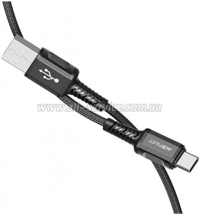 ���� ������ USB 2.0 AM to USB-C 1.2m 3A nylon C1-04 black Acefast (6974316280545)