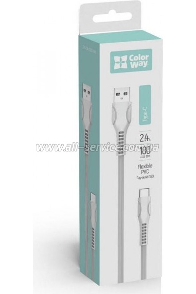 ���� ������ USB 2.0 AM to USB-C 1.0m line-drawing white ColorWay (CW-CBUC029-WH)