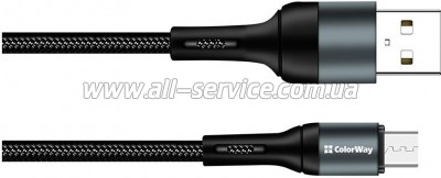 ���� ������ USB 2.0 AM to Micro 5P 1.0m nylon black ColorWay (CW-CBUM045-BK)