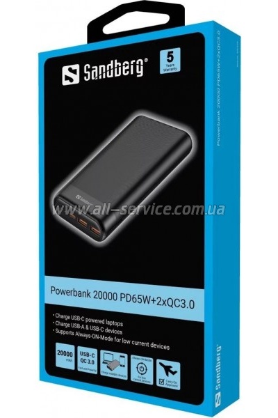 ������� ������������� Sandberg 20000mAh PD 65W (420-62)