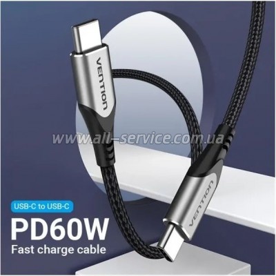 ���� ������ USB-C to USB-C 2.0m aluminum gray Vention (TADHH)