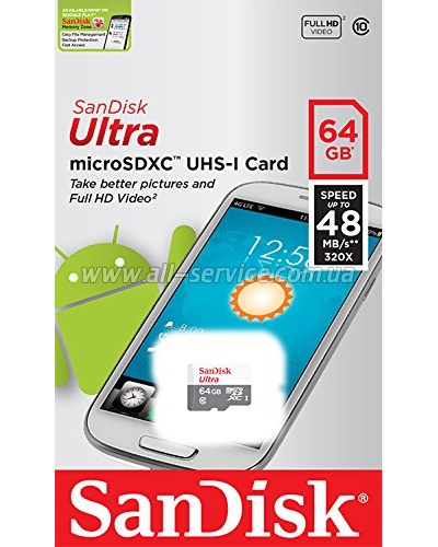   64GB SanDisk Ultra microSDXC Class 10 UHS-I (SDSQUNB-064G-GN3MN)