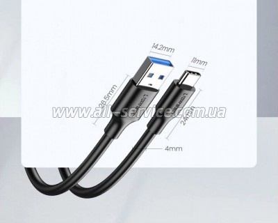 ���� ������ USB 3.0 AM to USB-C 0.5m 3A US184 black Ugreen (20881)